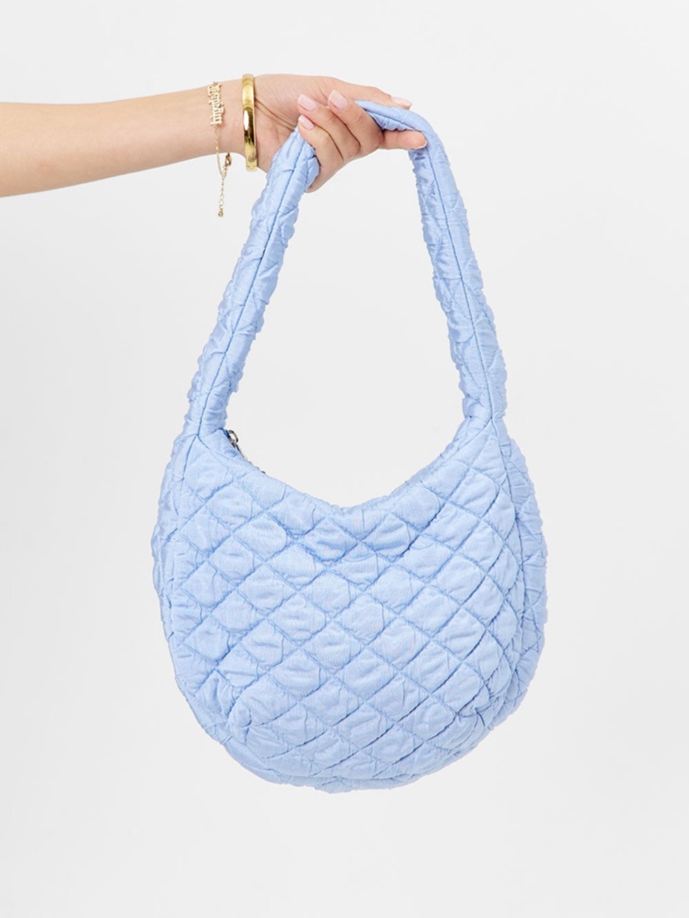 NWT Frankie's Bikinis Blue Puff Bag